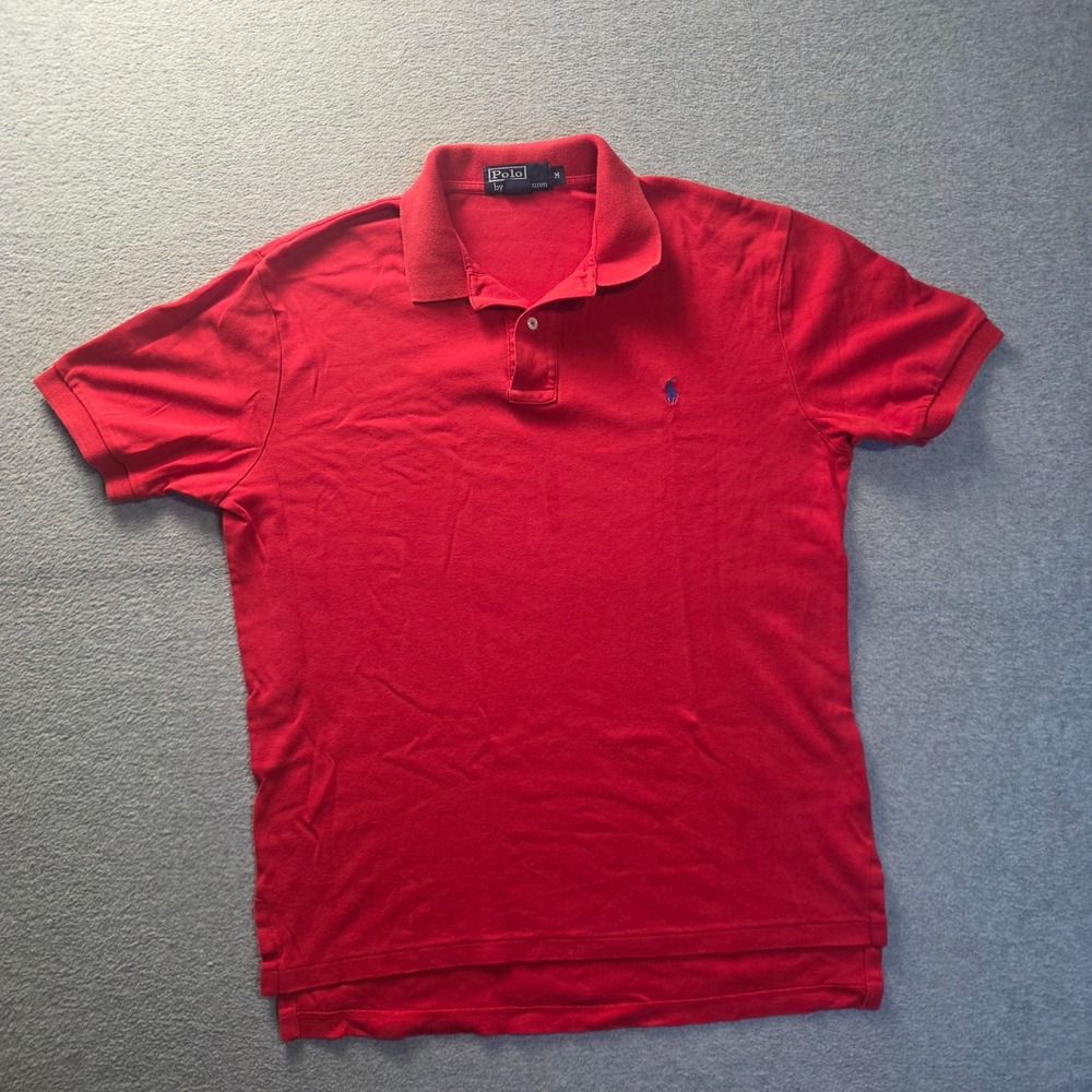 Polo Ralph Lauren Polo Shirt Mens Medium Red Blue Pony Logo Short Sleeve USA